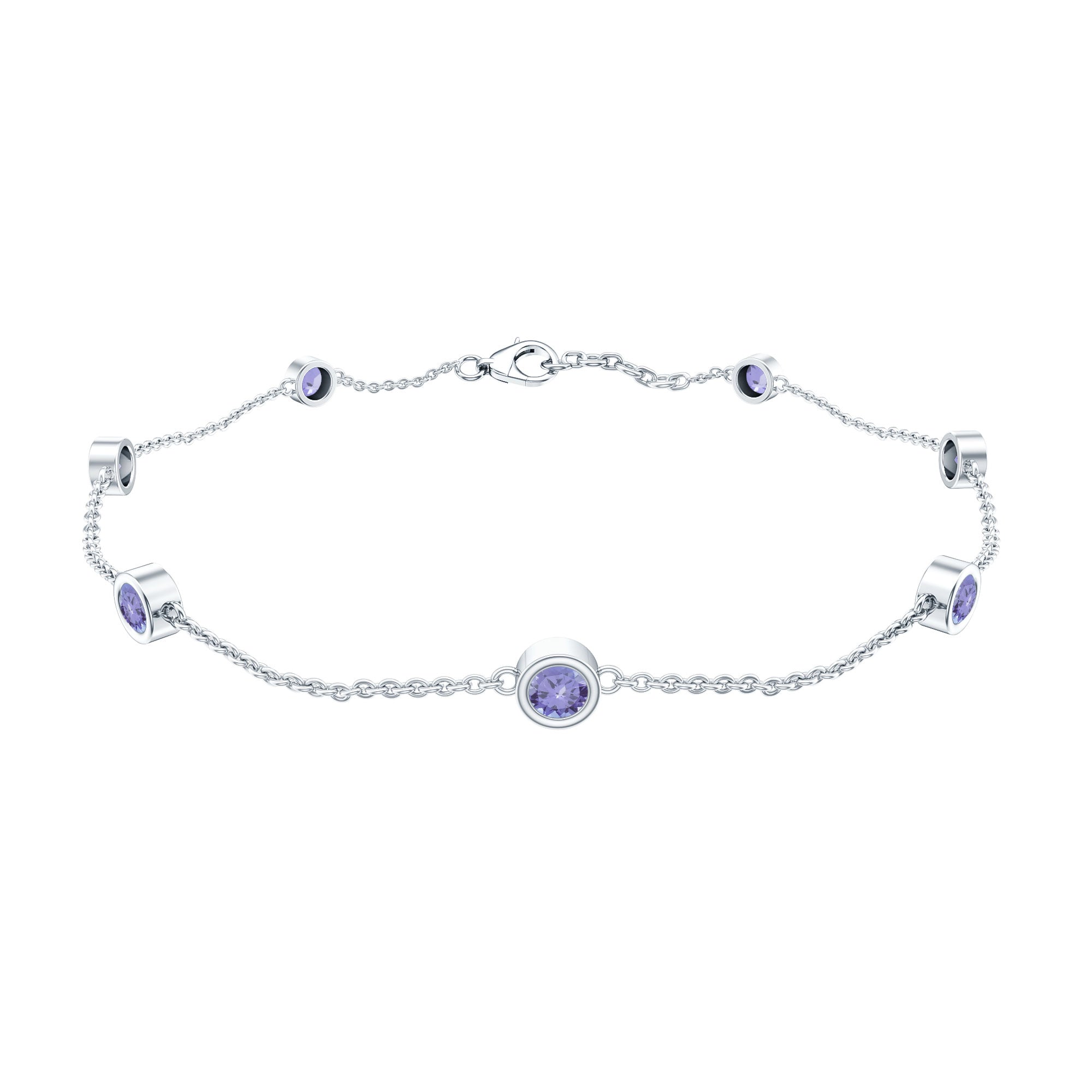 Certified Natural Tanzanite Chain Bracelet for Her