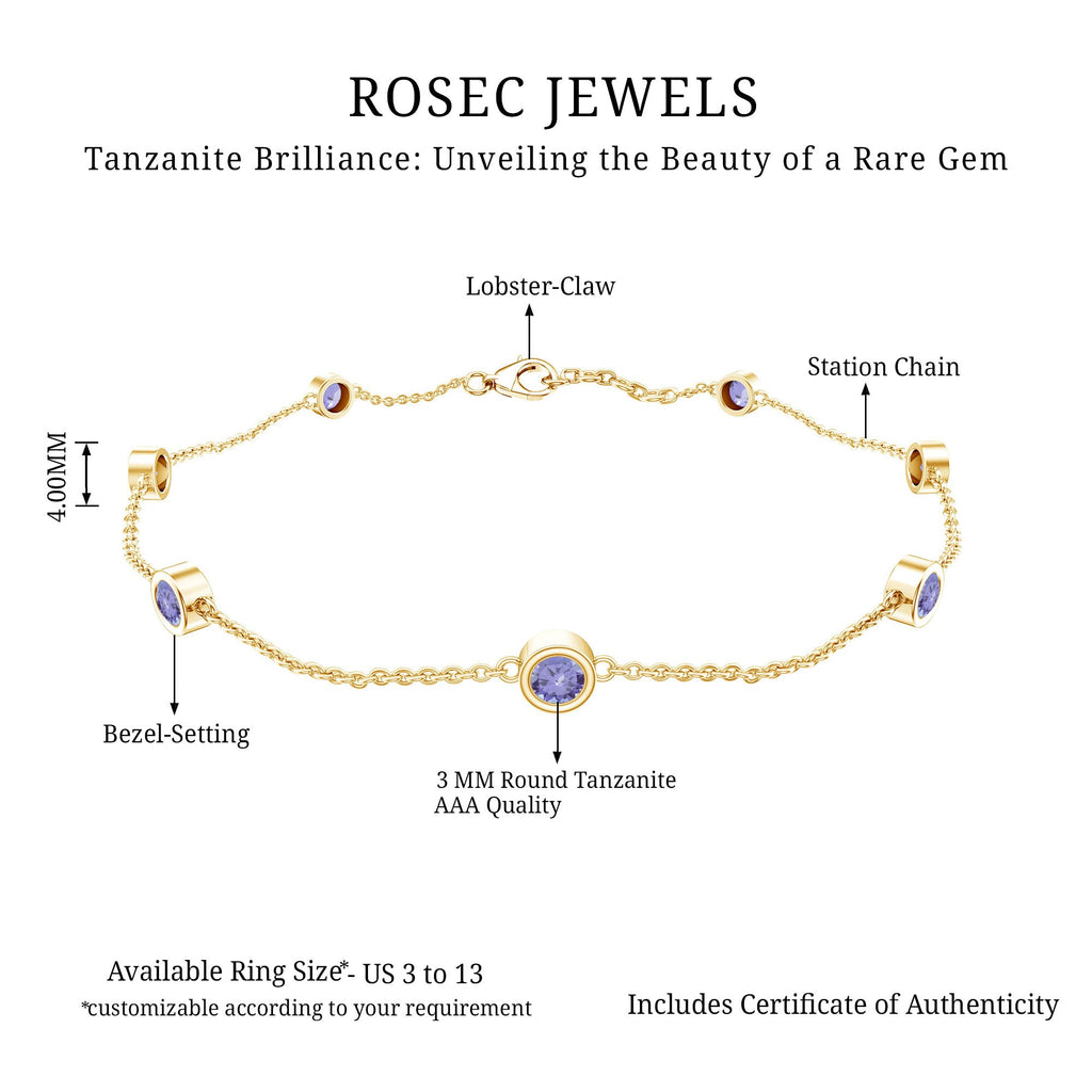 Certified Natural Tanzanite Chain Bracelet for Her