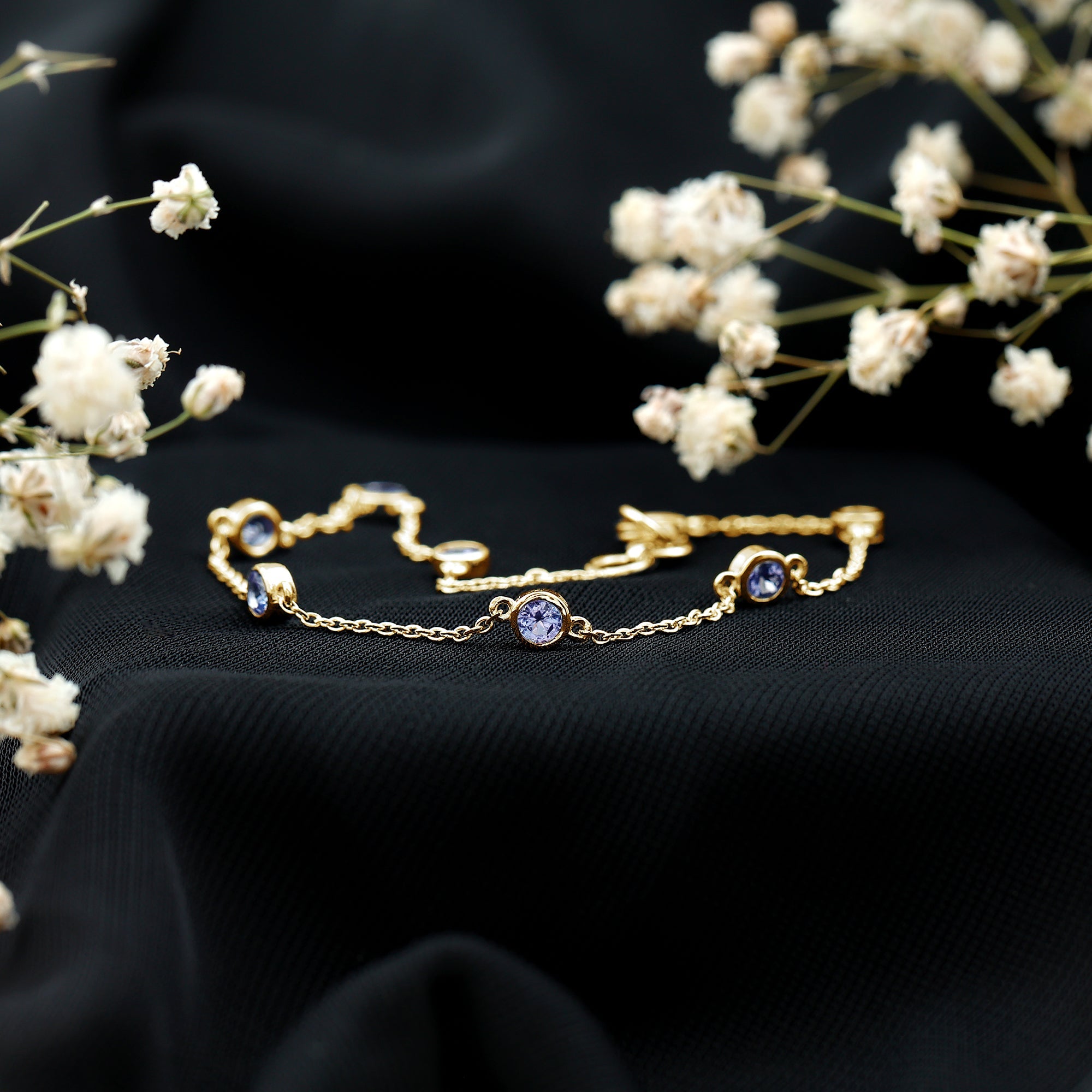 Certified Natural Tanzanite Chain Bracelet for Her