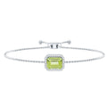 1.8 Carat Emerald Cut Peridot and Diamond Bolo Chain Bracelet