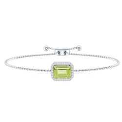 1.8 Carat Emerald Cut Peridot and Diamond Bolo Chain Bracelet | Bracelet | Wiccan Center
