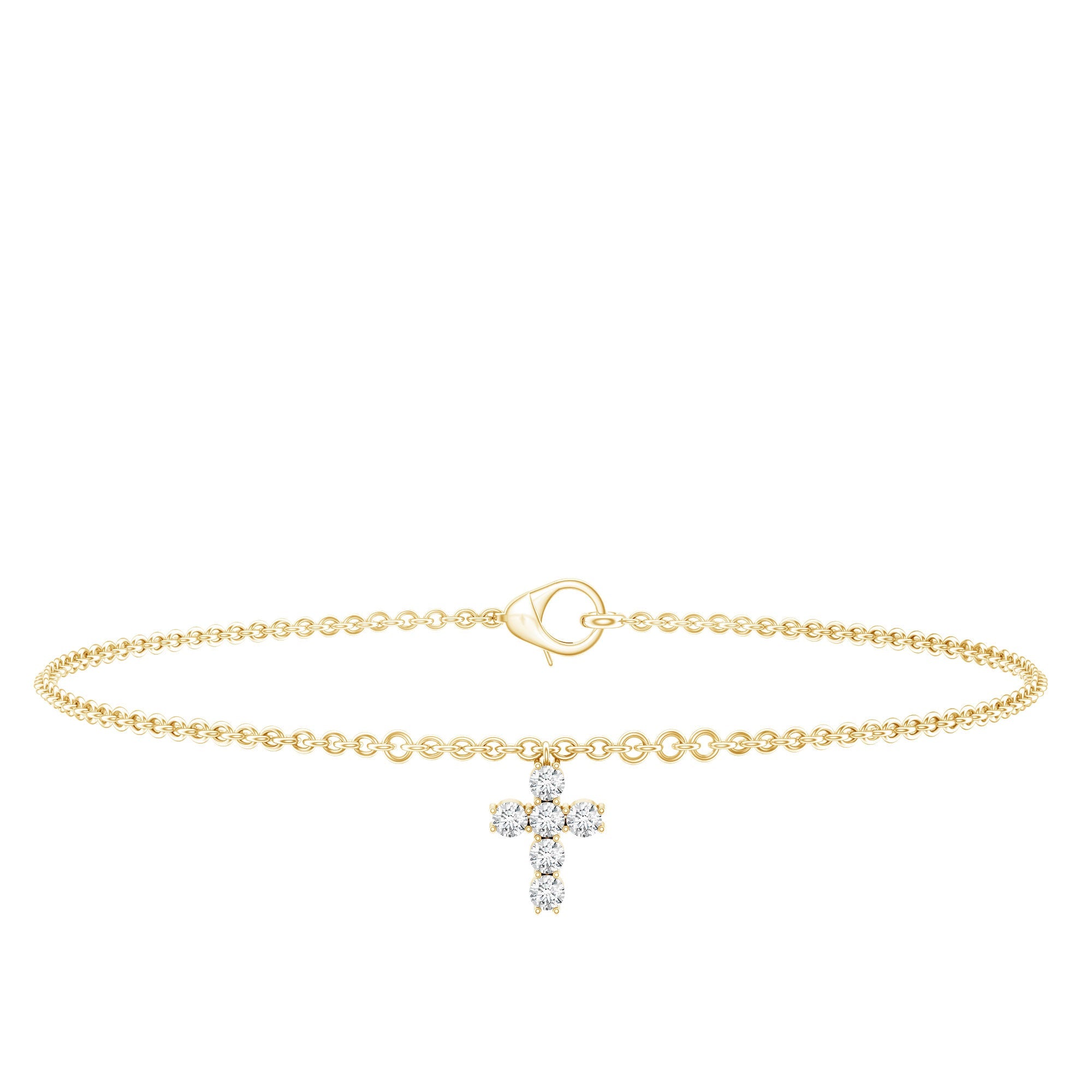 Certified Moissanite Cross Charm Chain Bracelet for Women | Bracelet | Wiccan Center