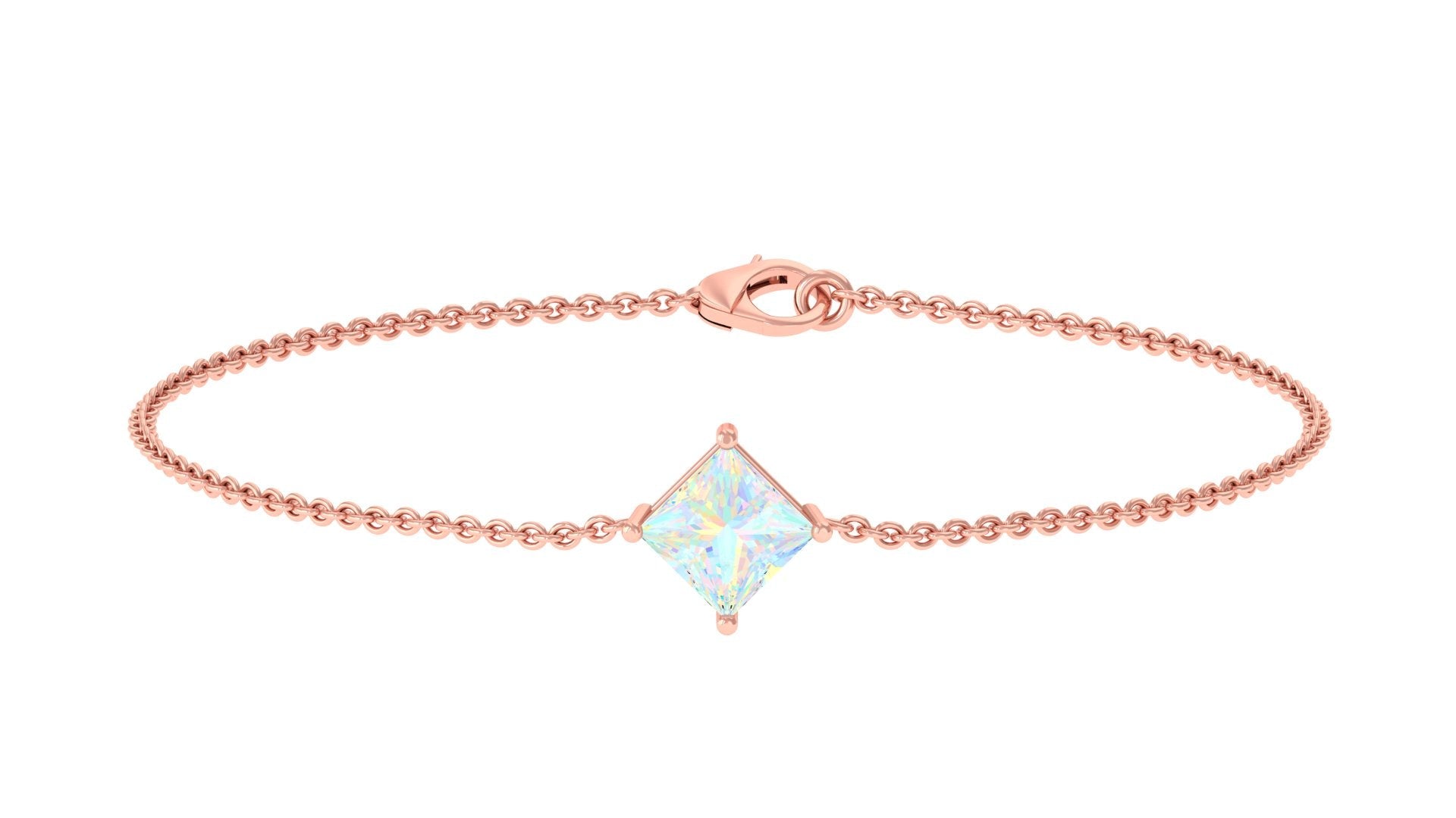 2 Carat Princess Cut Ethiopian Opal Solitaire Chain Bracelet | Bracelet | Wiccan Center