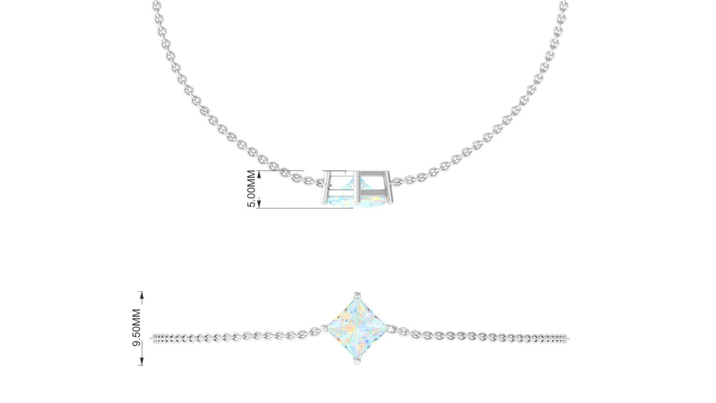 2 Carat Princess Cut Ethiopian Opal Solitaire Chain Bracelet