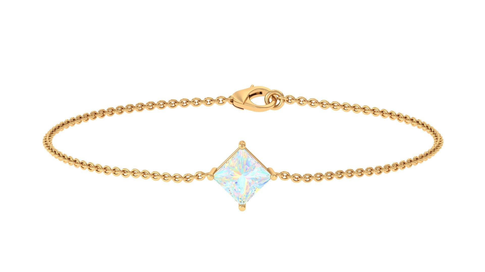 2 Carat Princess Cut Ethiopian Opal Solitaire Chain Bracelet | Bracelet | Wiccan Center