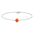Genuine 0.5 Carat Princess Cut Fire Opal Birthstone Bracelet