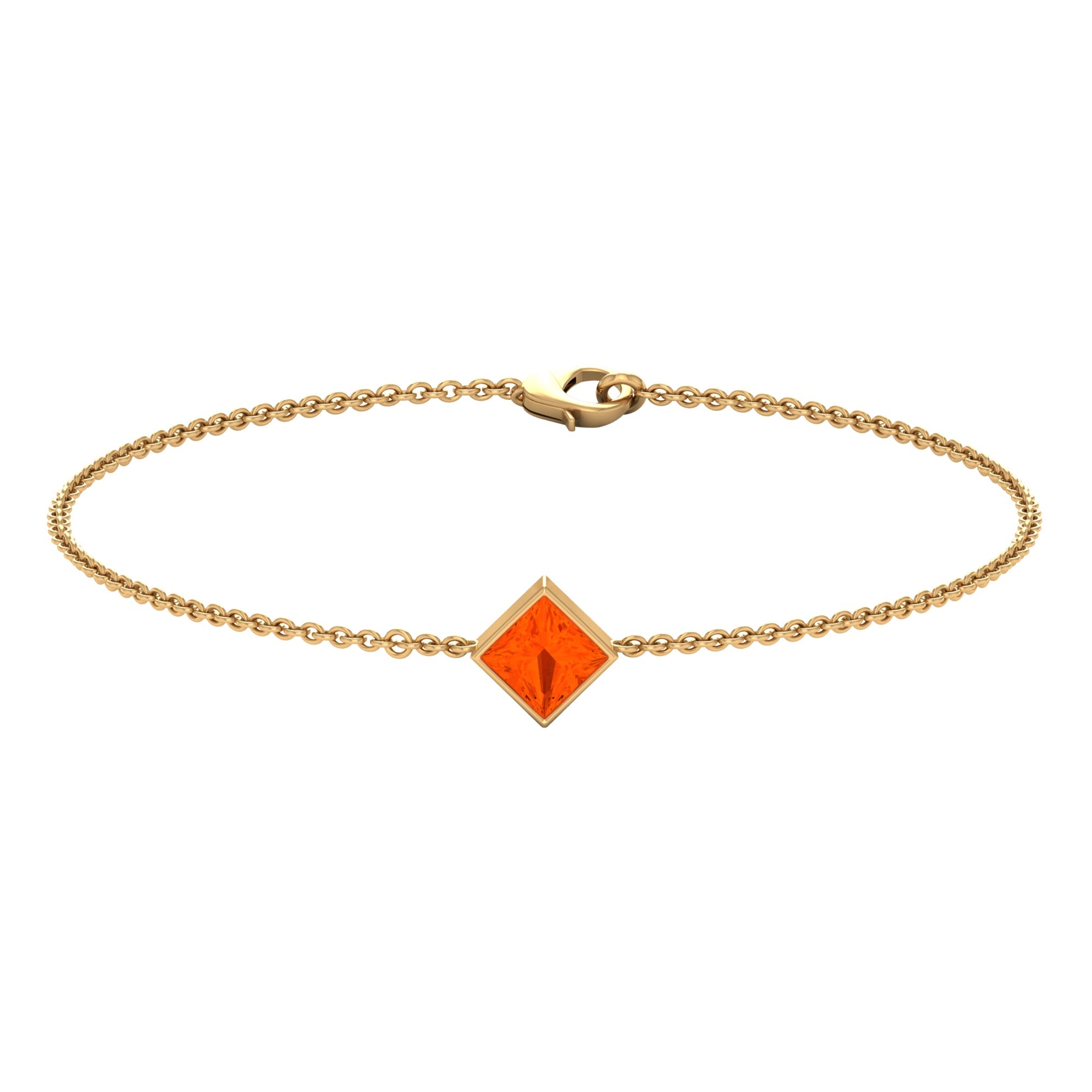 Genuine 0.5 Carat Princess Cut Fire Opal Birthstone Bracelet | Bracelet | Wiccan Center
