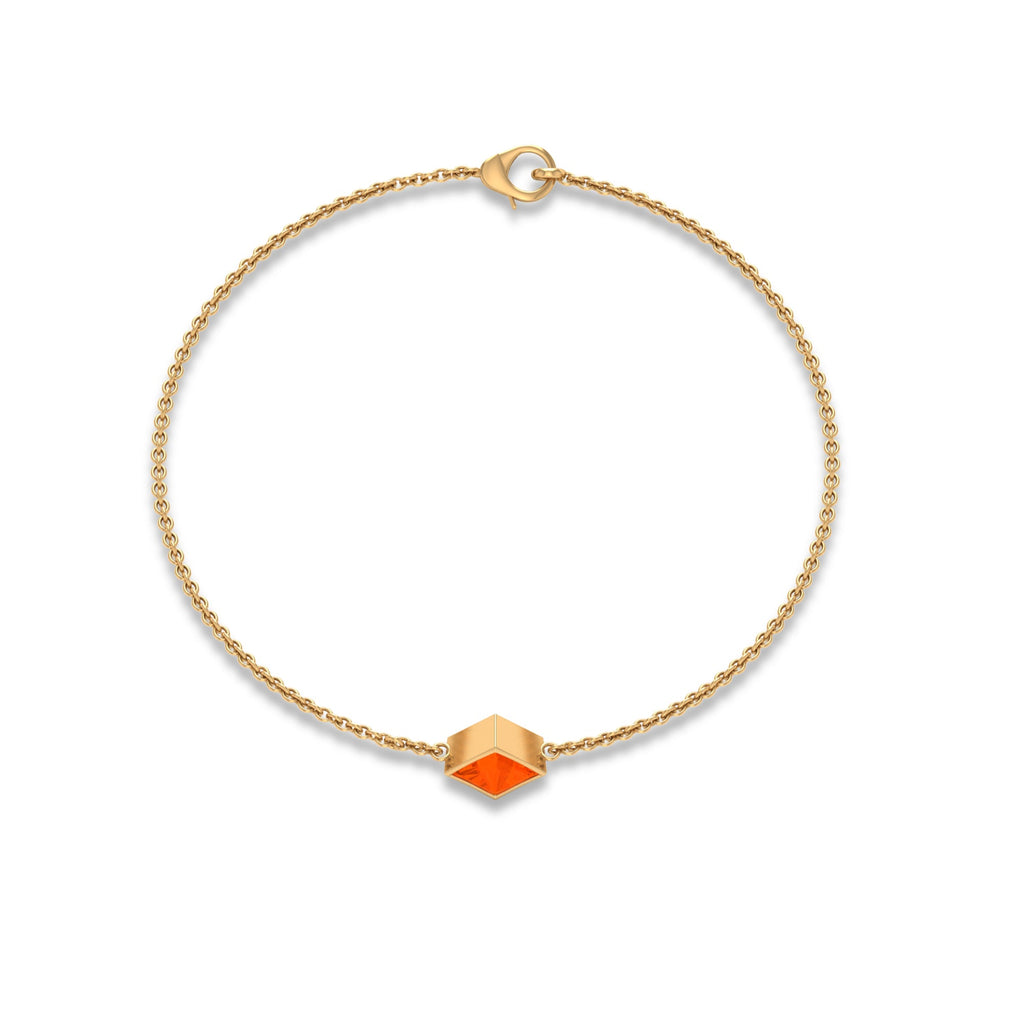 Genuine 0.5 Carat Princess Cut Fire Opal Birthstone Bracelet