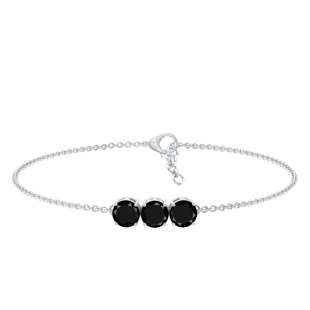 Black Onyx Three Stone Chain Bracelet with Certificate