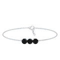 Black Onyx Three Stone Chain Bracelet with Certificate