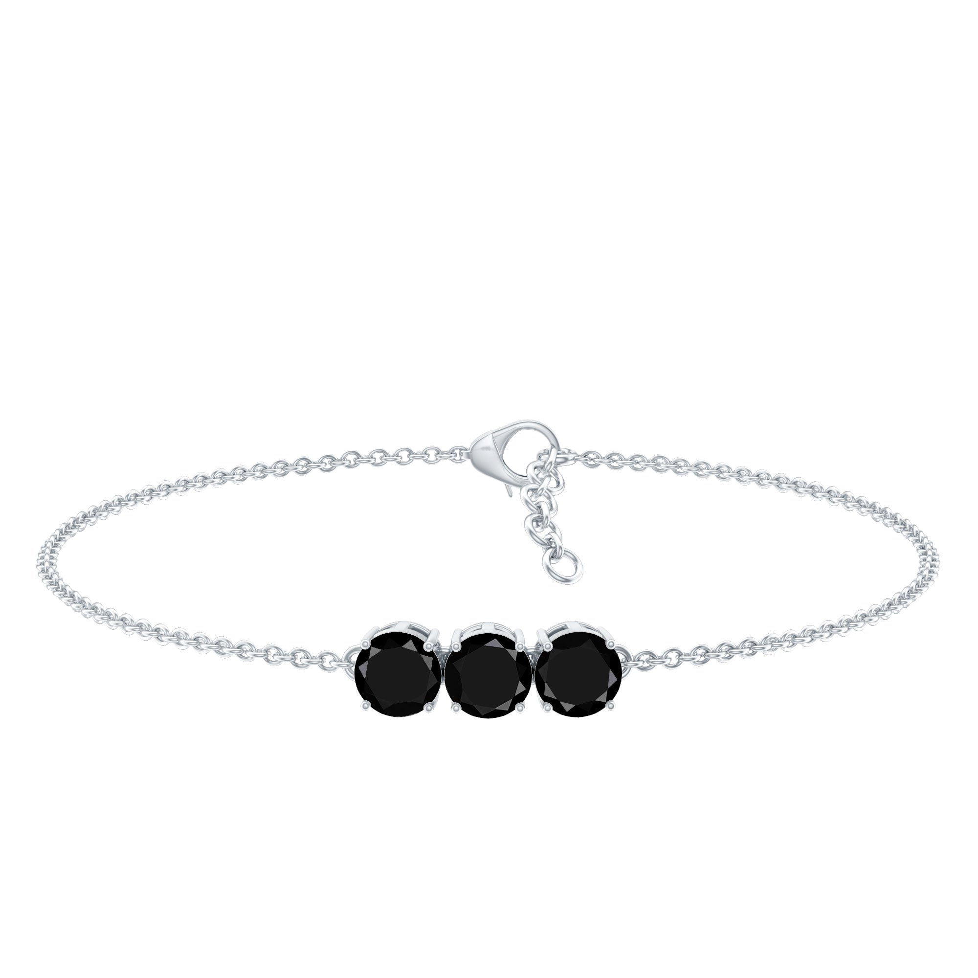 Black Onyx Three Stone Chain Bracelet with Certificate