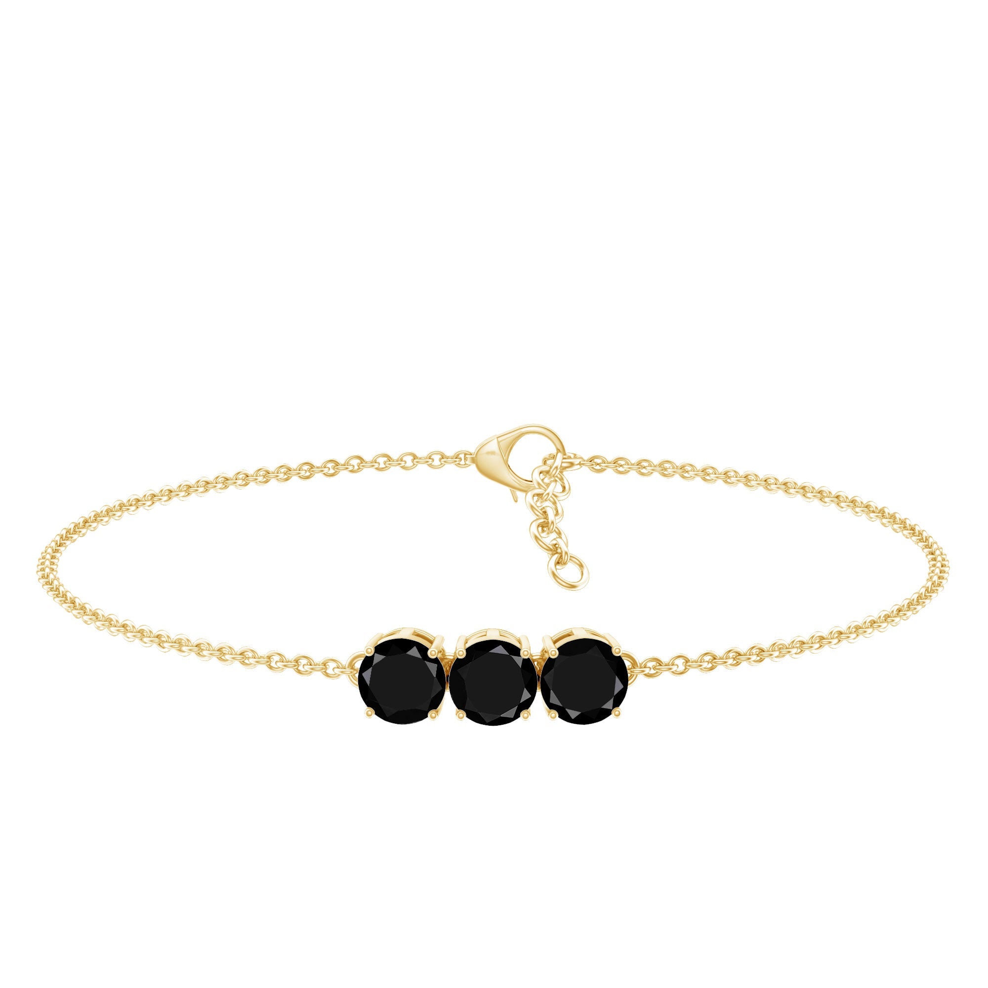 Black Onyx Three Stone Chain Bracelet with Certificate | Bracelet | Wiccan Center