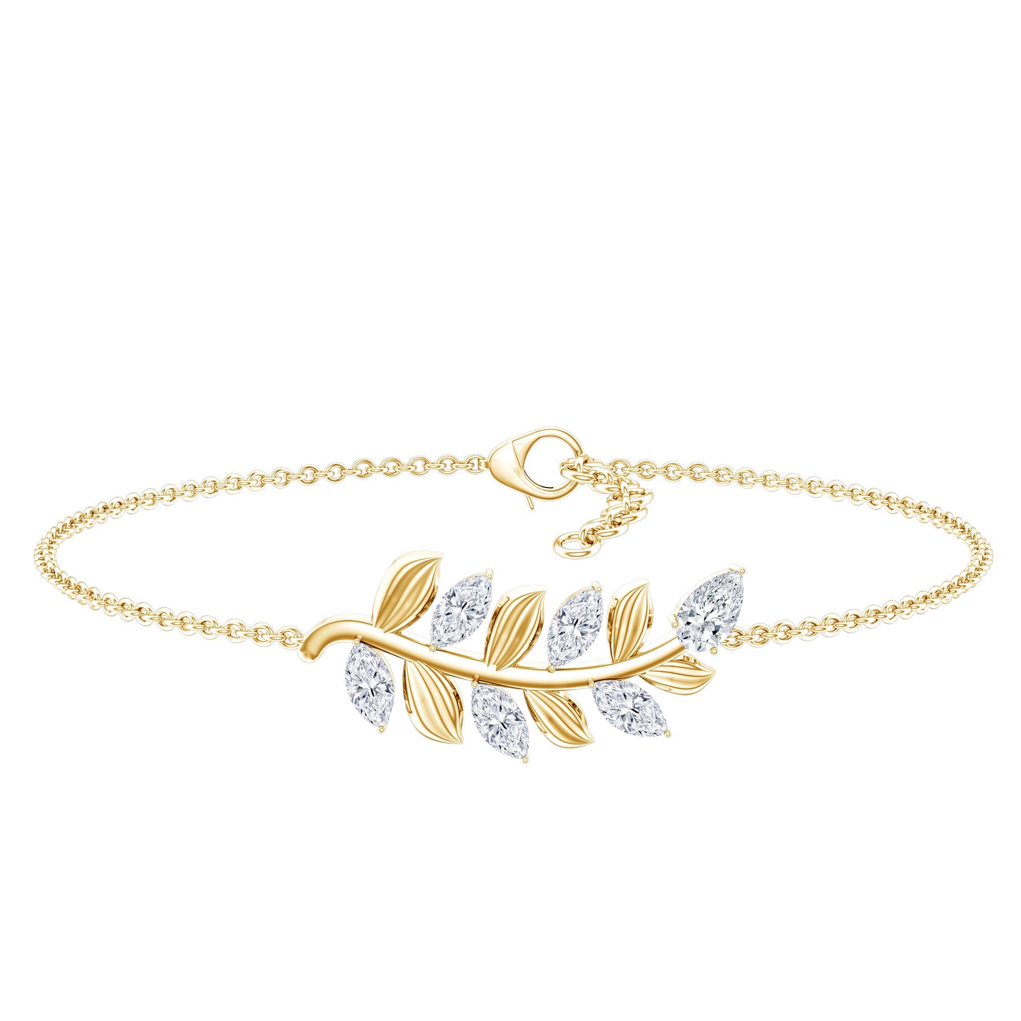 Certified Moissanite Leaf Chain Bracelet for Women | Bracelet | Wiccan Center