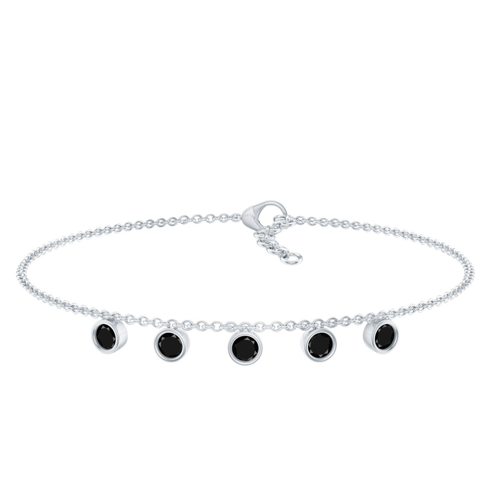 Certified Five Stone Black Onyx Charm Bracelet for Women