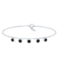 Certified Five Stone Black Onyx Charm Bracelet for Women