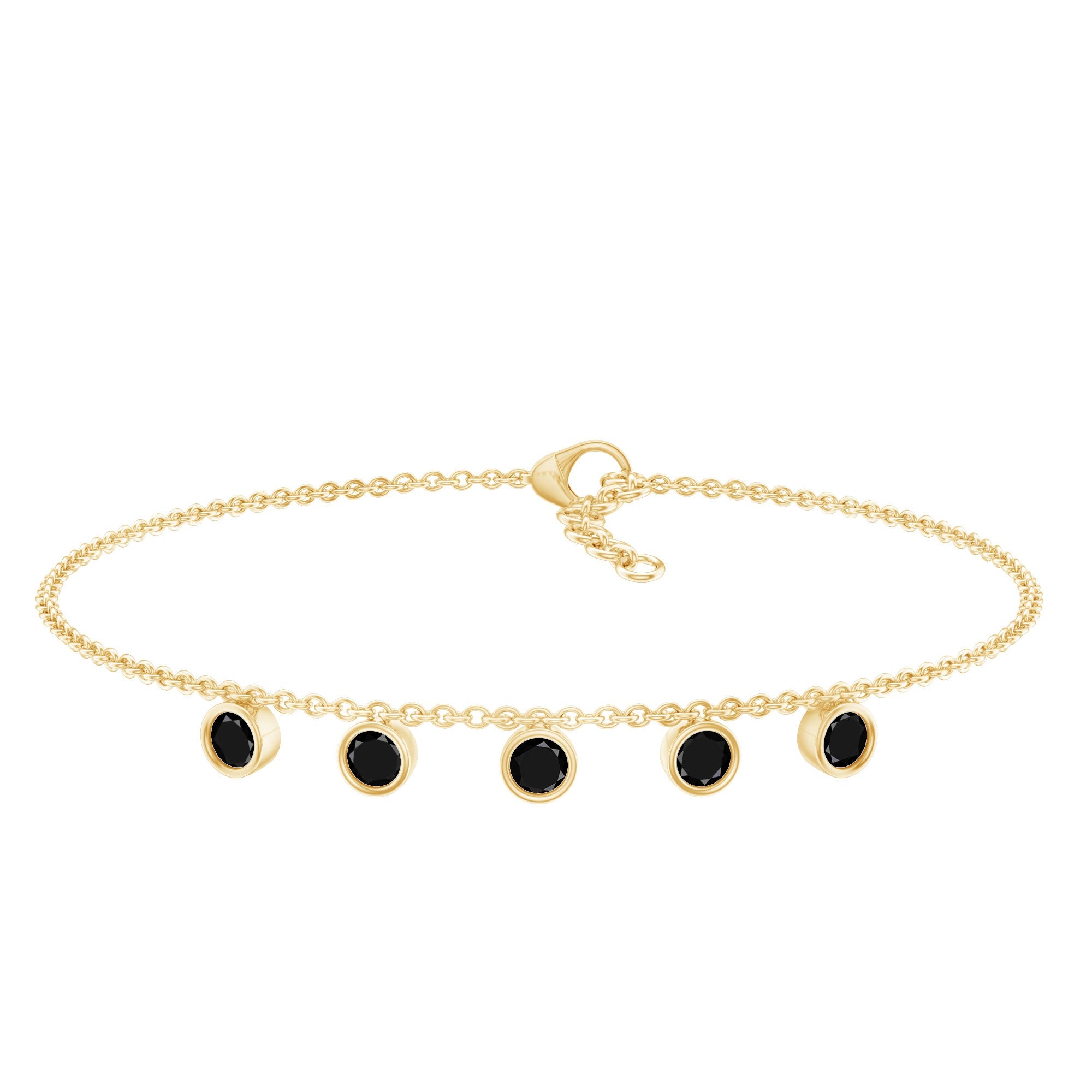 Certified Five Stone Black Onyx Charm Bracelet for Women | Bracelet | Wiccan Center