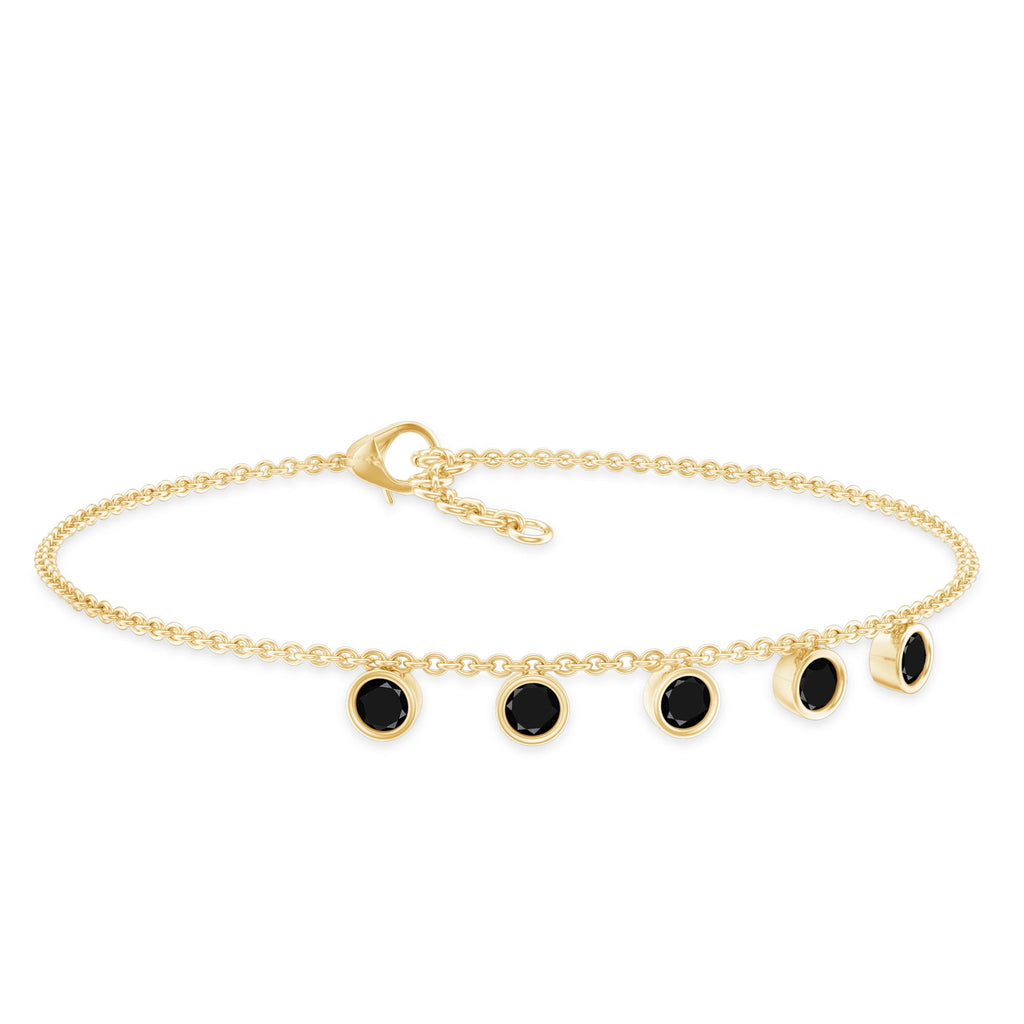Certified Five Stone Black Onyx Charm Bracelet for Women