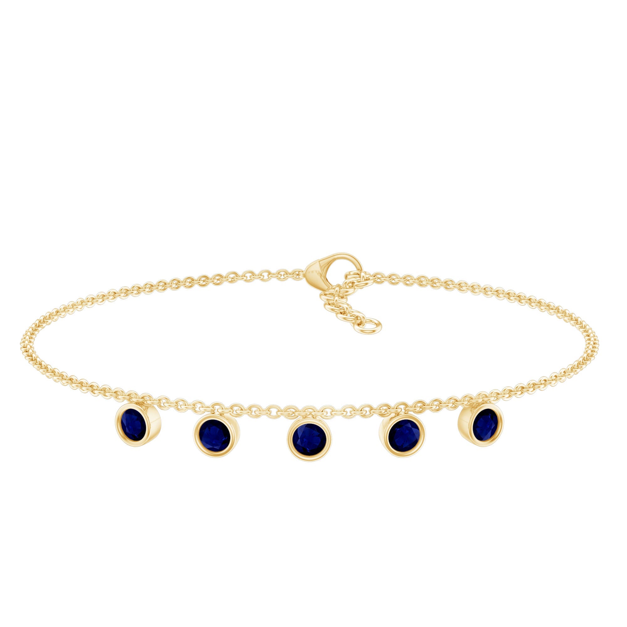 Bezel Set Blue Sapphire Charm Bracelet | Bracelet | Wiccan Center