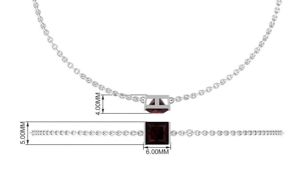 Genuine 1.4 Carat Princess Cut Garnet Solitaire Chain Bracelet