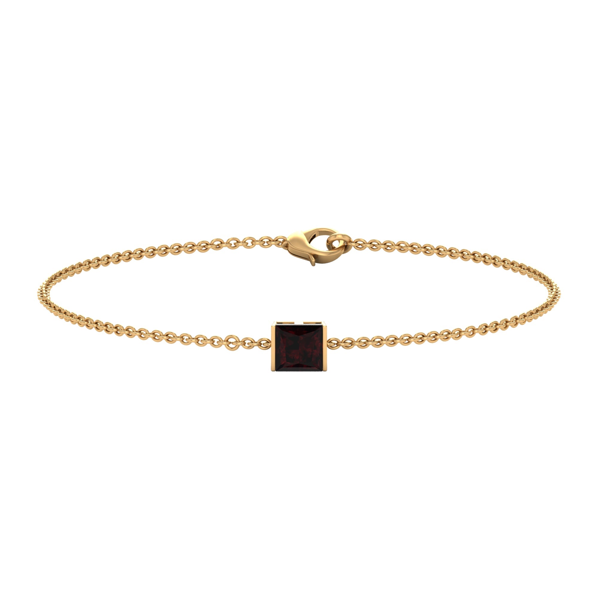 Genuine 1.4 Carat Princess Cut Garnet Solitaire Chain Bracelet | Bracelet | Wiccan Center