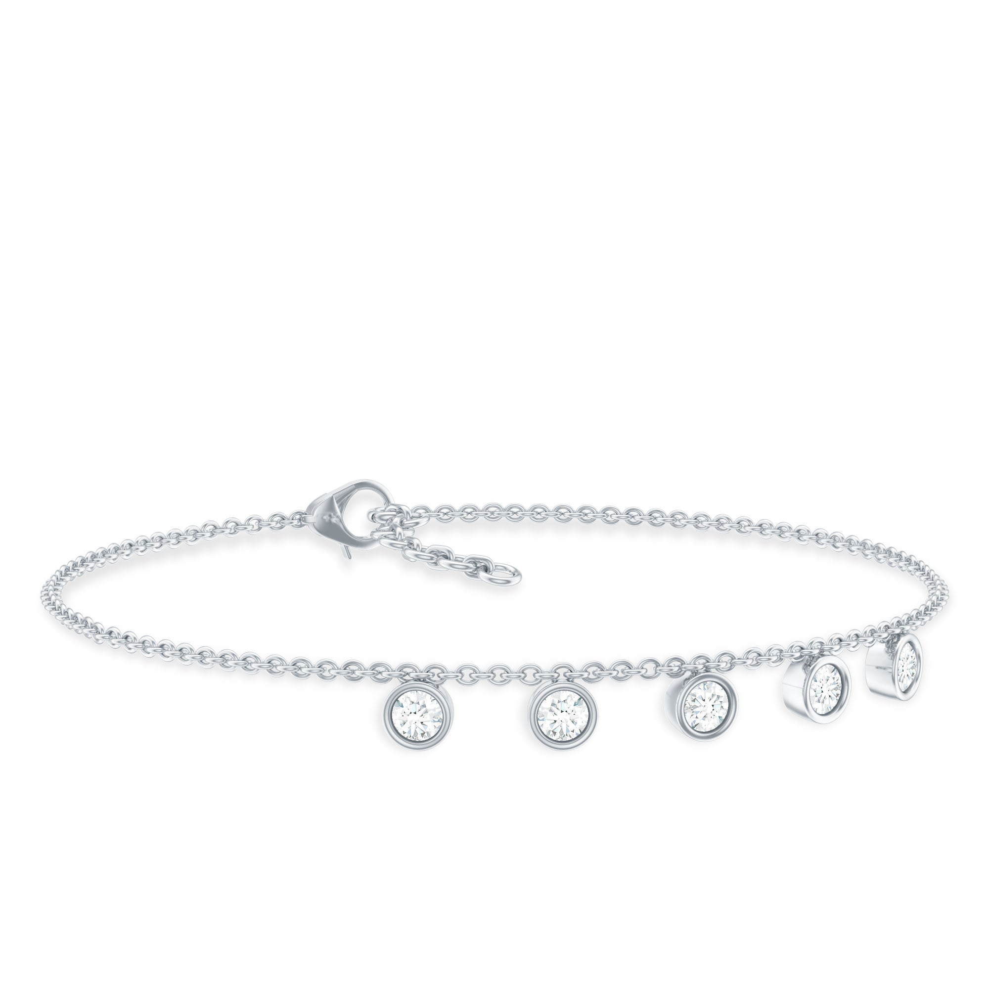Certified Moissanite Five Stone Bracelet with Certificate
