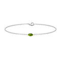 Genuine 0.74 Carat Marquise Cut Solitaire Peridot Chain Bracelet