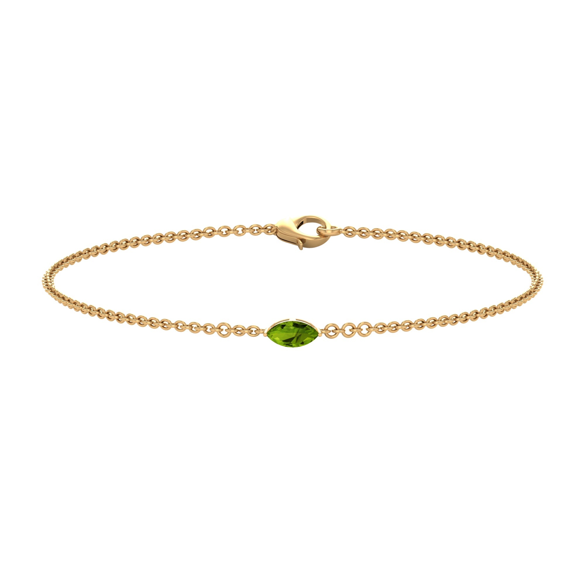 Genuine 0.74 Carat Marquise Cut Solitaire Peridot Chain Bracelet | Bracelet | Wiccan Center