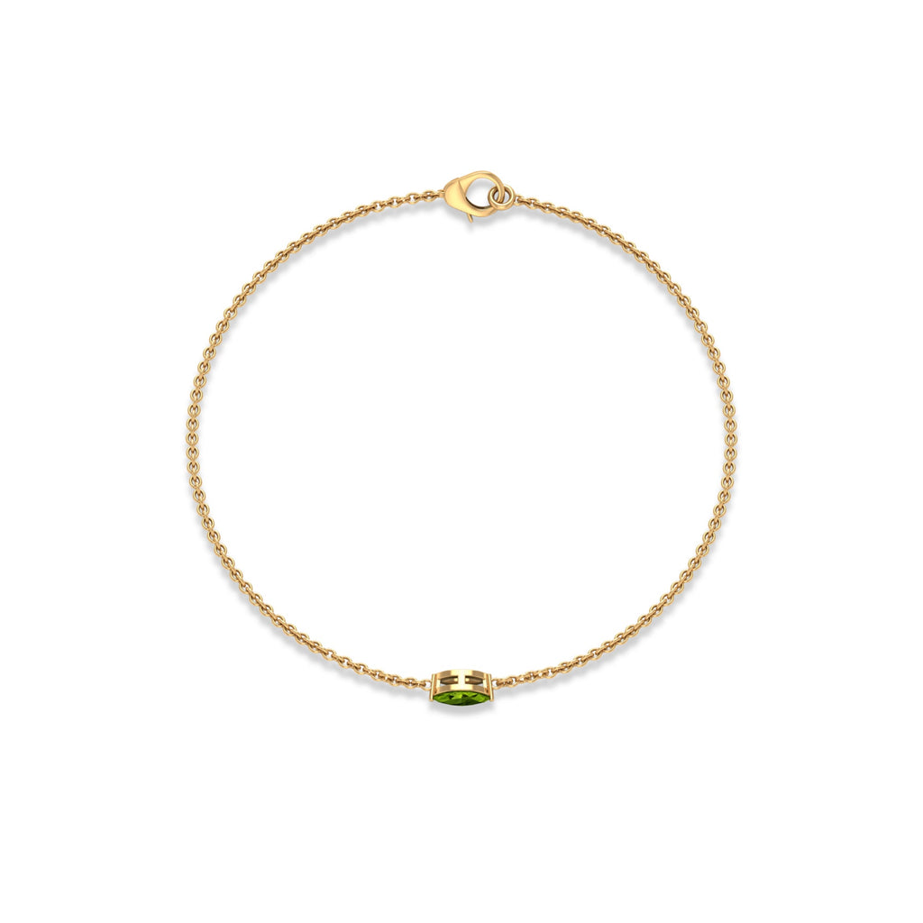 Genuine 0.74 Carat Marquise Cut Solitaire Peridot Chain Bracelet