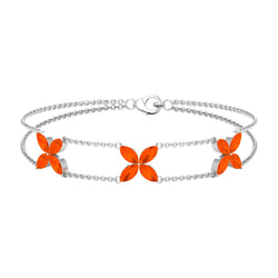 Marquise Cut Fire Opal Flower Chain Bracelet | Bracelet | Wiccan Center