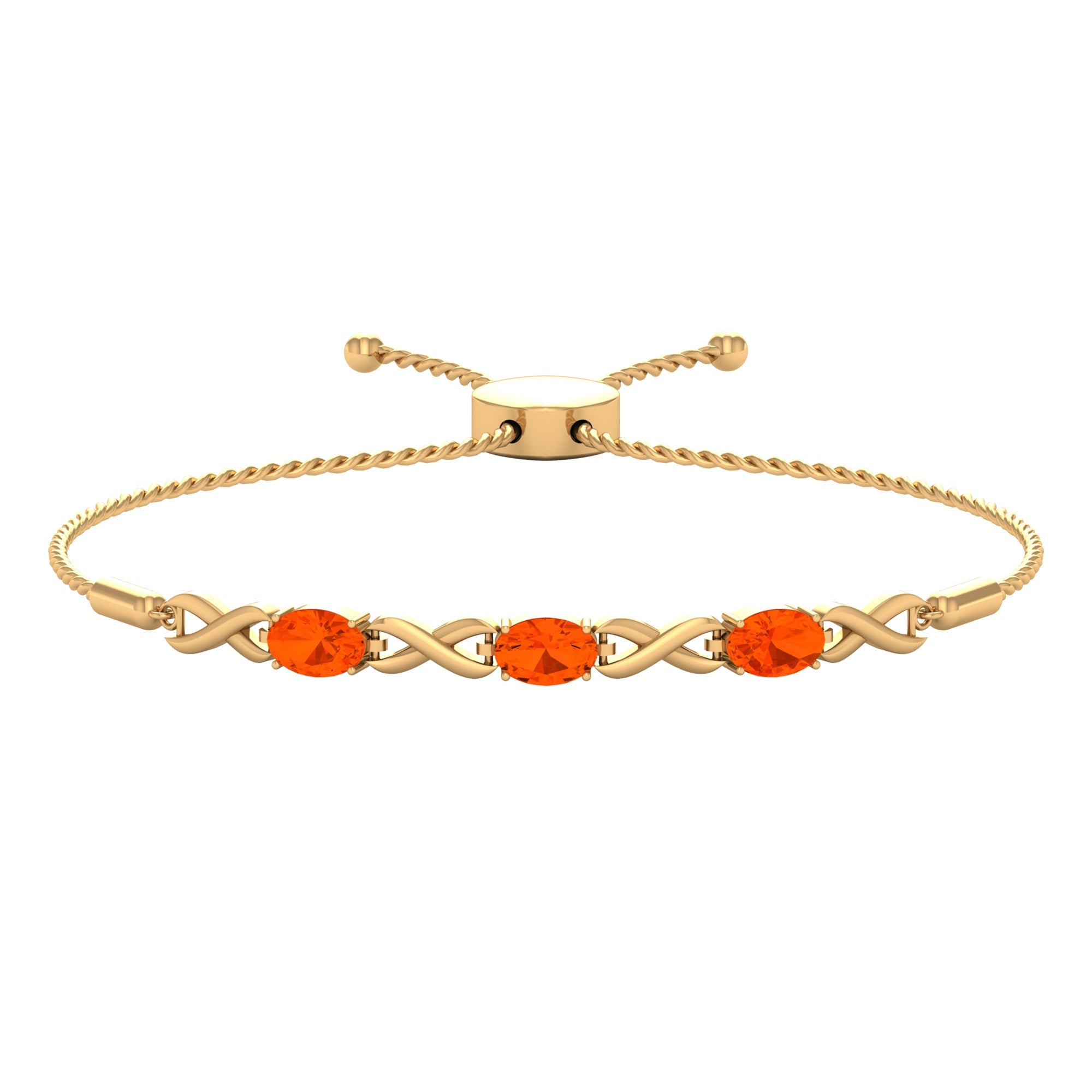 Natural Oval Fire Opal Infinity Bolo Bracelet for Women | Bracelet | Wiccan Center