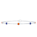 Bezel Set Fire Opal Evil Eye Station Bracelet for Women