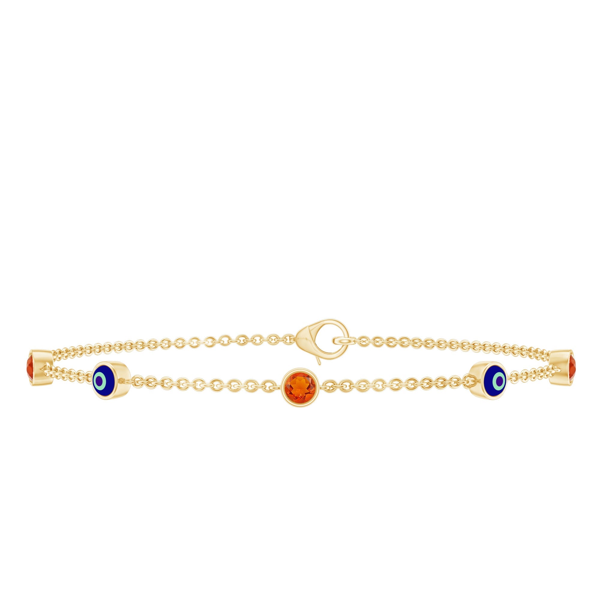 Bezel Set Fire Opal Evil Eye Station Bracelet for Women | Bracelet | Wiccan Center