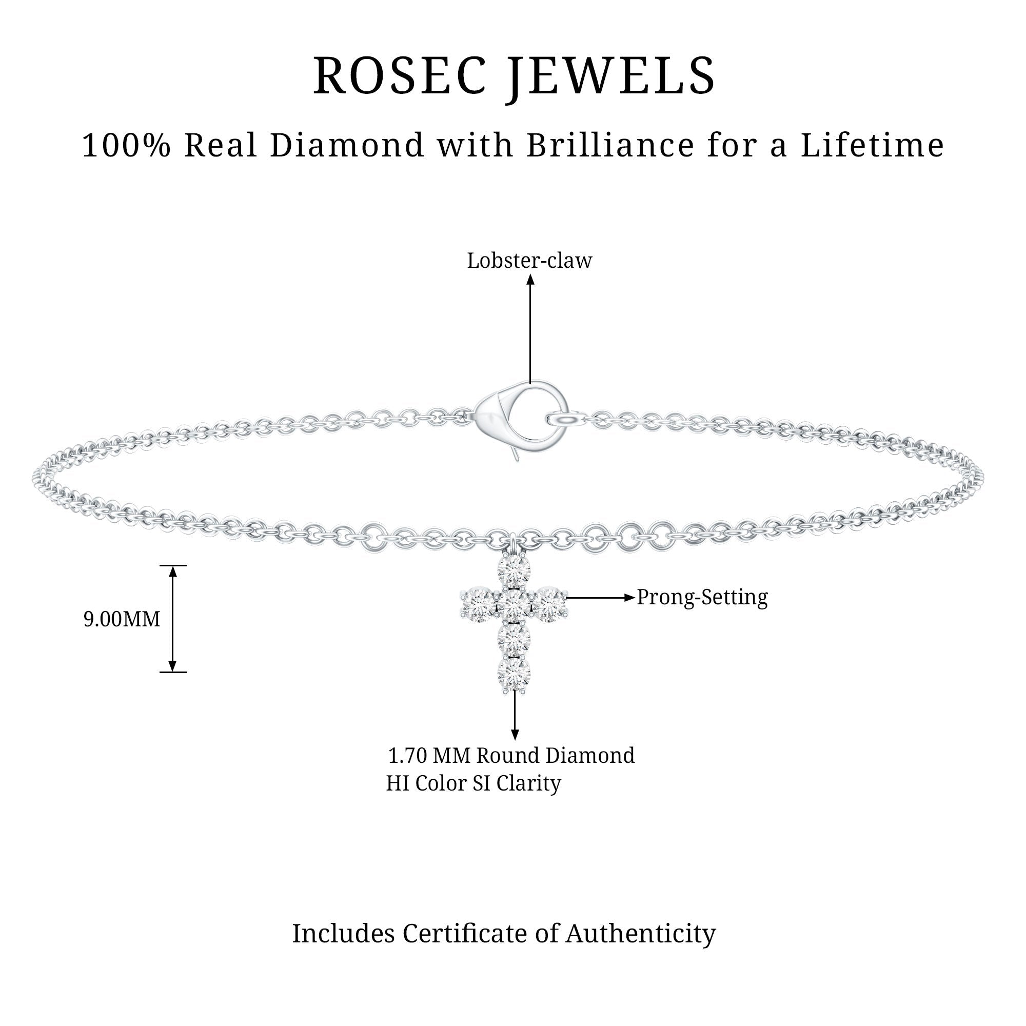 Certified Diamond Cross Chain Bracelet