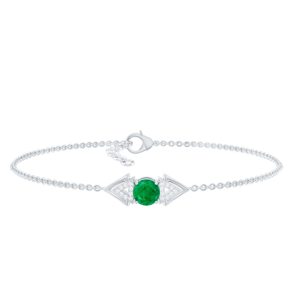 Genuine Emerald and Diamond Chain Bracelet For Her