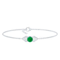 Genuine Emerald and Diamond Chain Bracelet For Her