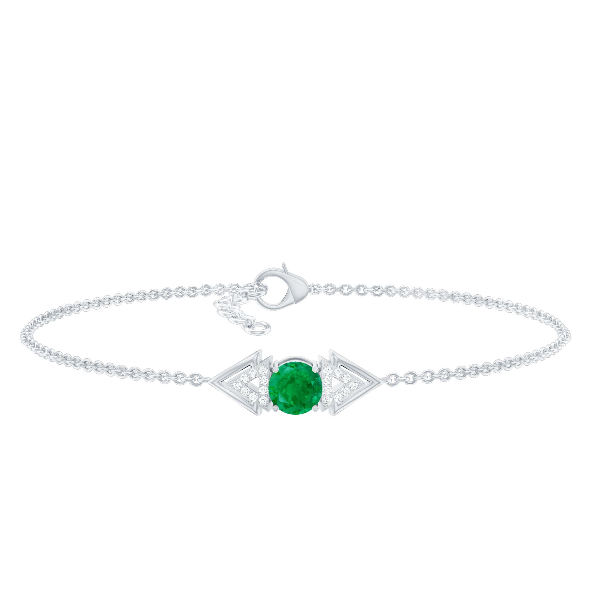 Genuine Emerald and Diamond Chain Bracelet For Her