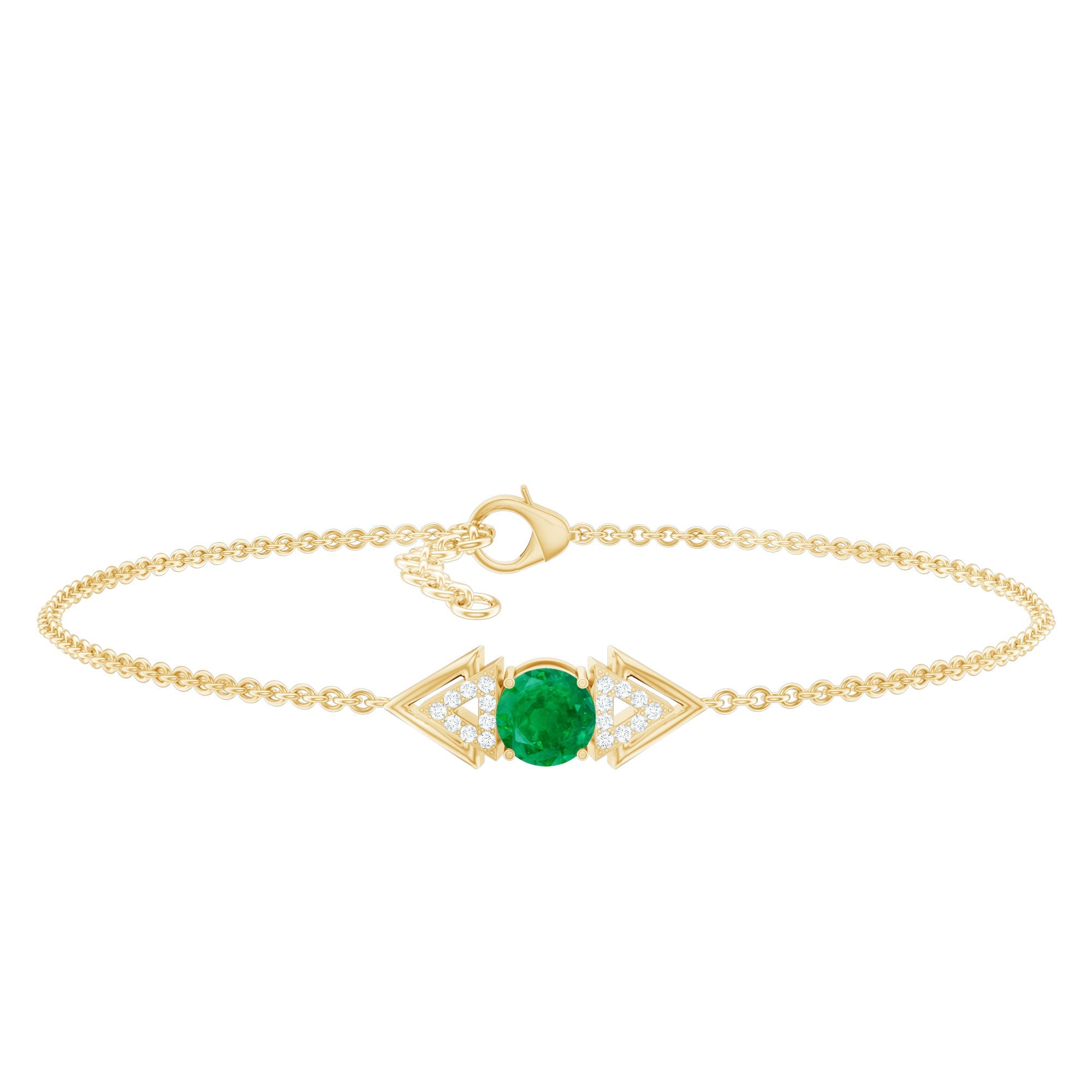 Genuine Emerald and Diamond Chain Bracelet For Her | Bracelet | Wiccan Center