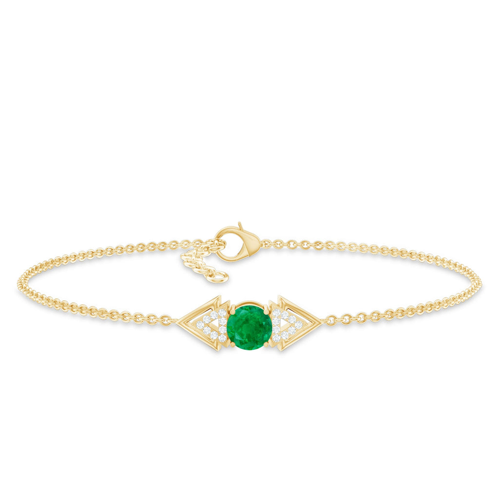 Genuine Emerald and Diamond Chain Bracelet For Her