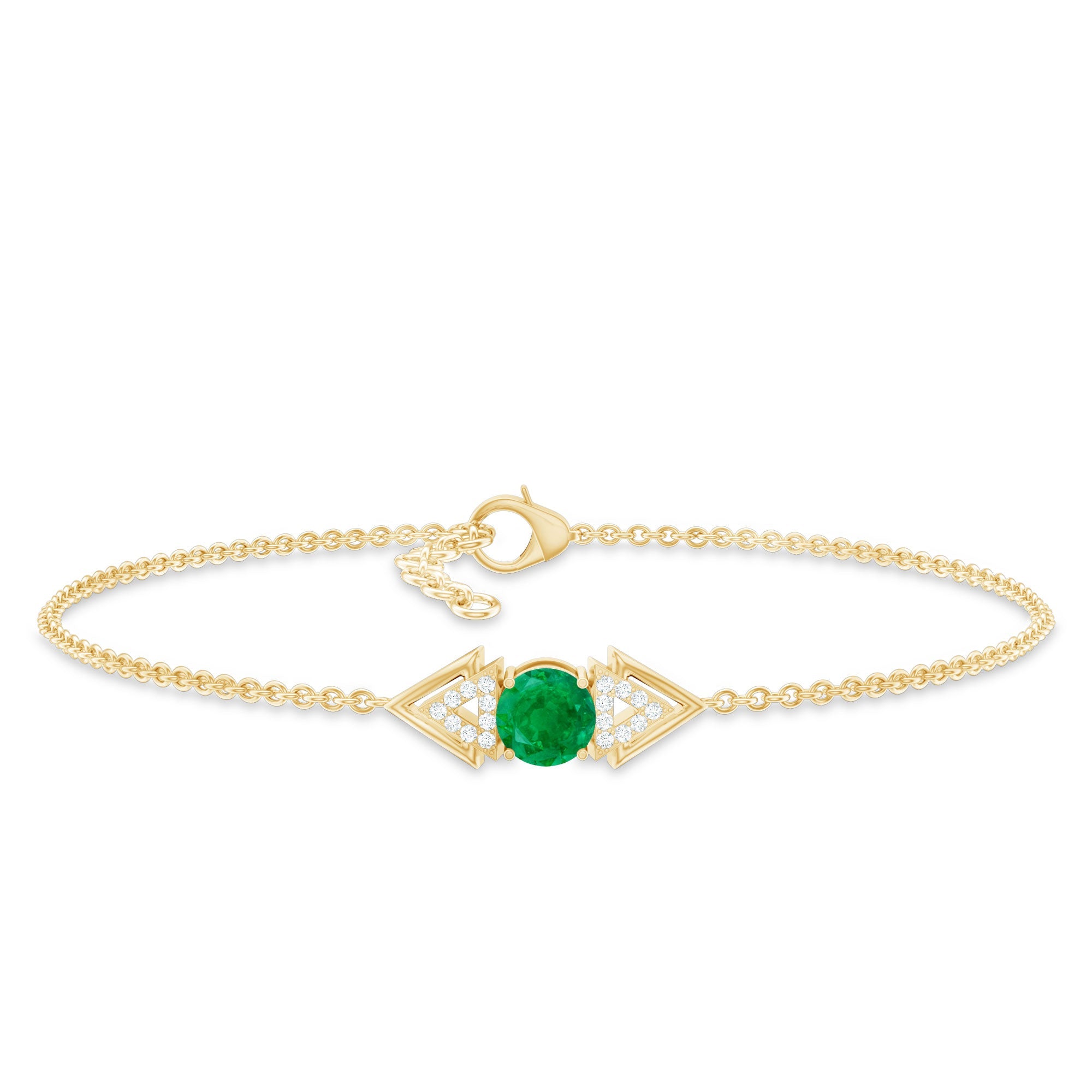 Genuine Emerald and Diamond Chain Bracelet For Her