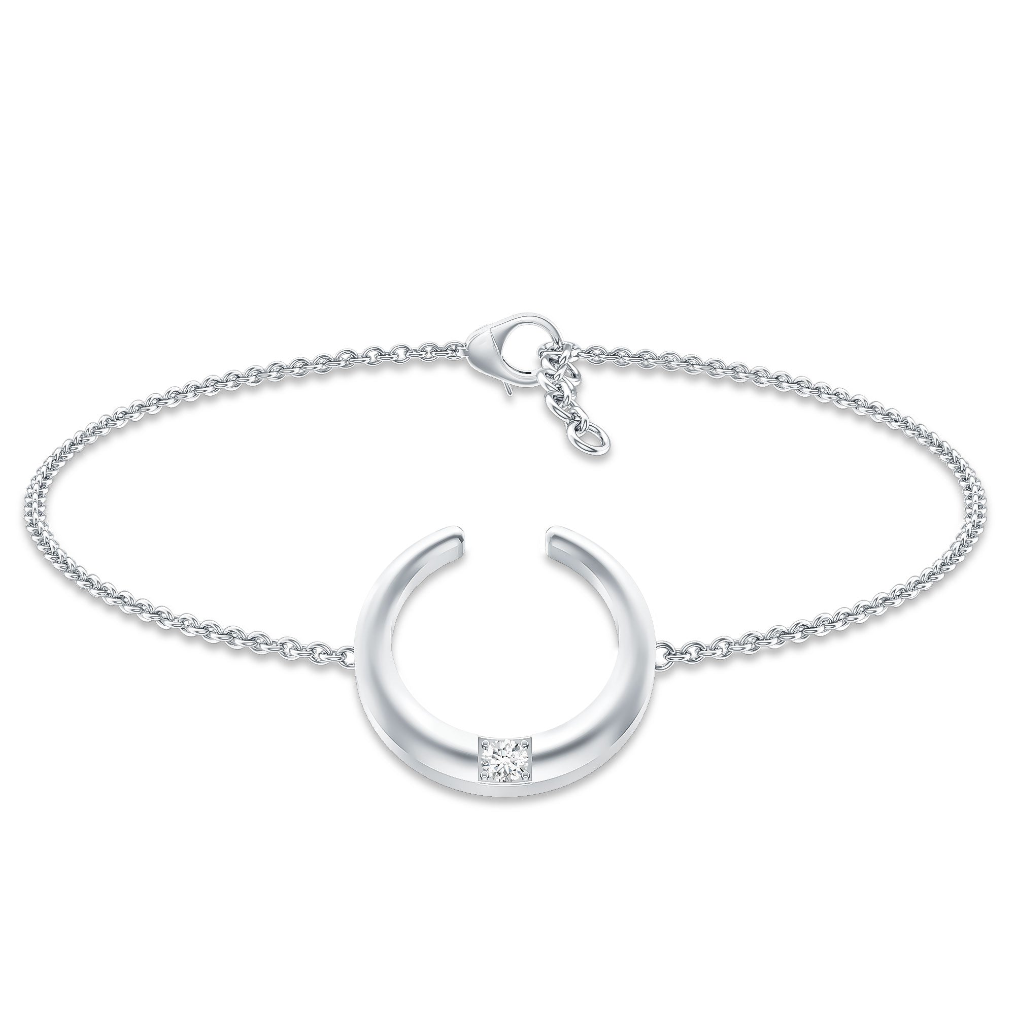 Certified Diamond Moon Chain Bracelet