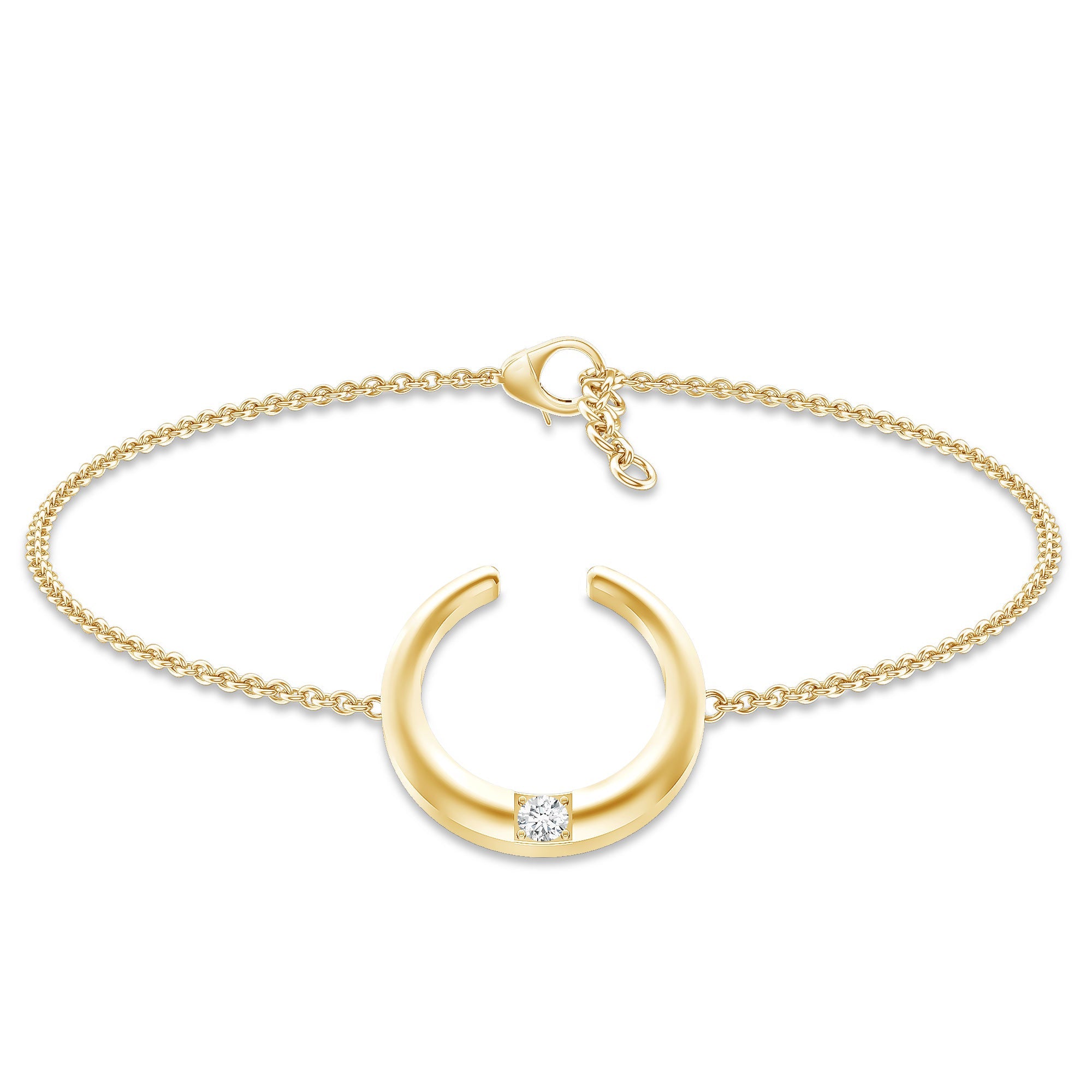 Certified Diamond Moon Chain Bracelet
