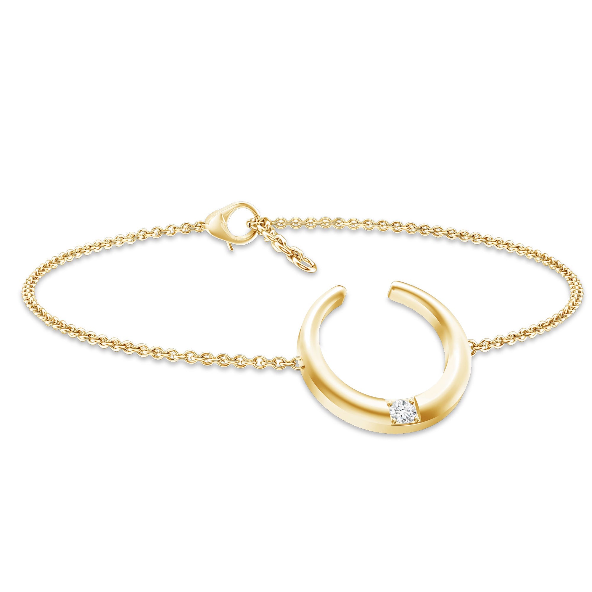 Certified Diamond Moon Chain Bracelet