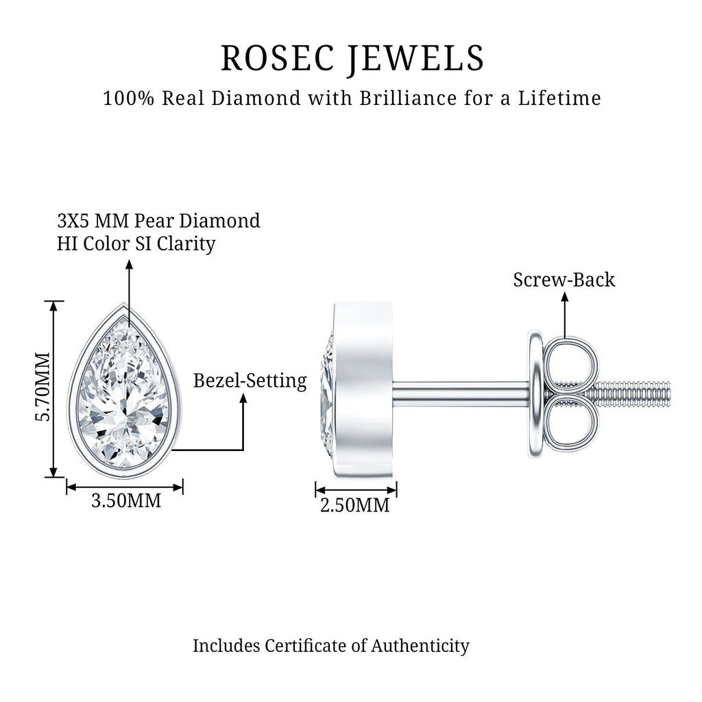 Bezel Set Diamond Tiny Stud Earrings