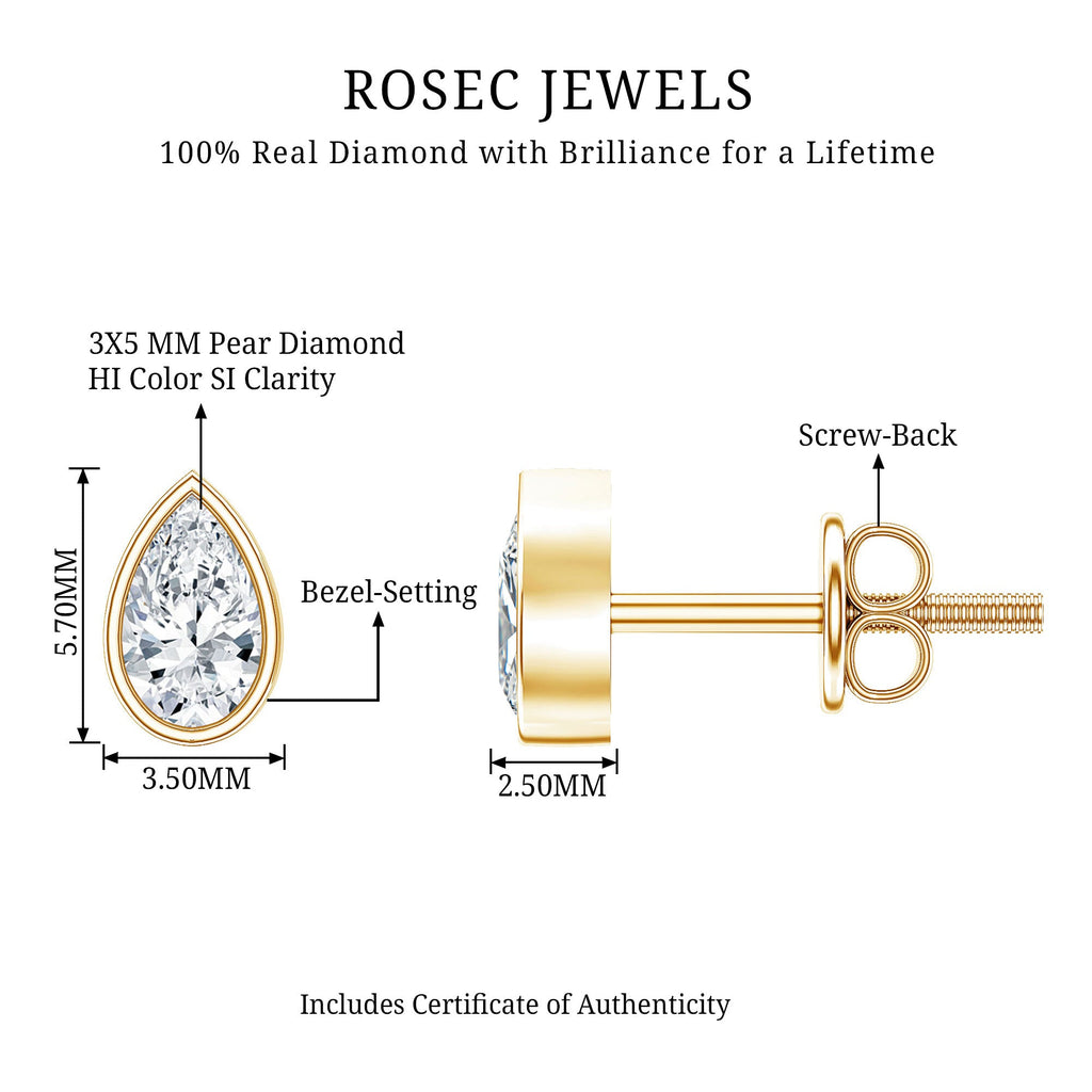Bezel Set Diamond Tiny Stud Earrings