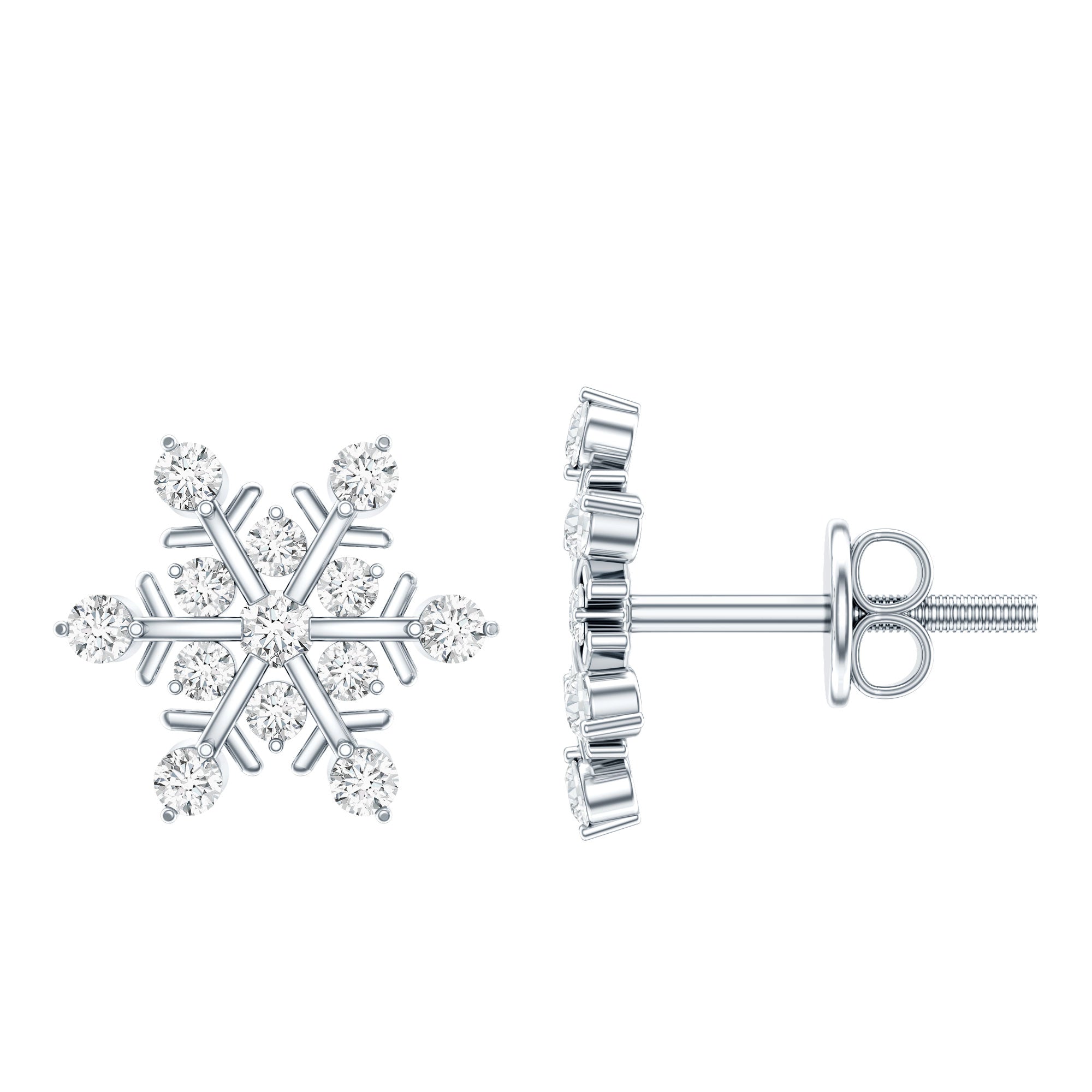 Moissanite Snowflake Stud Earrings for Her