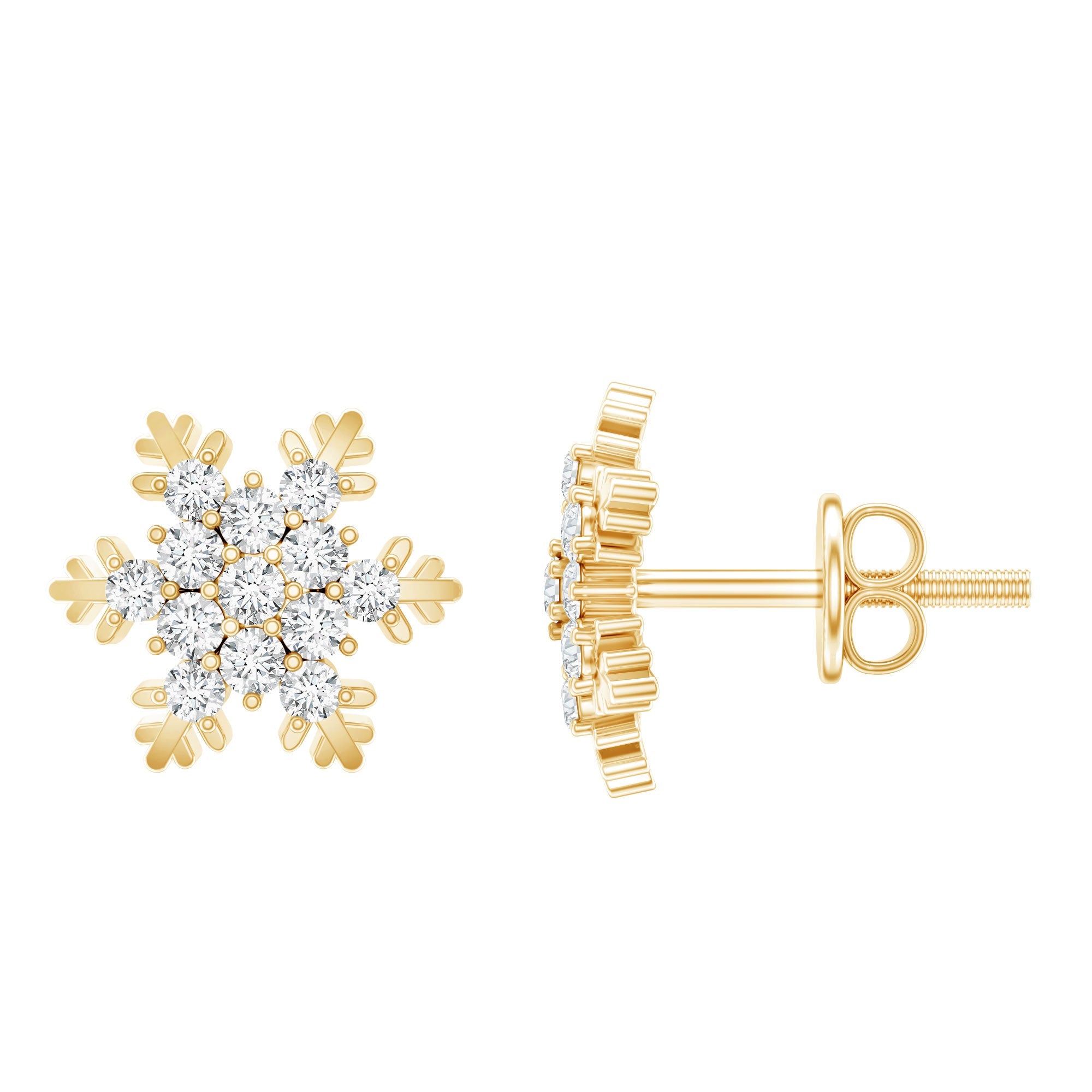 Certified Moissanite Winter Snowflake Stud Earrings | Earrings | Wiccan Center
