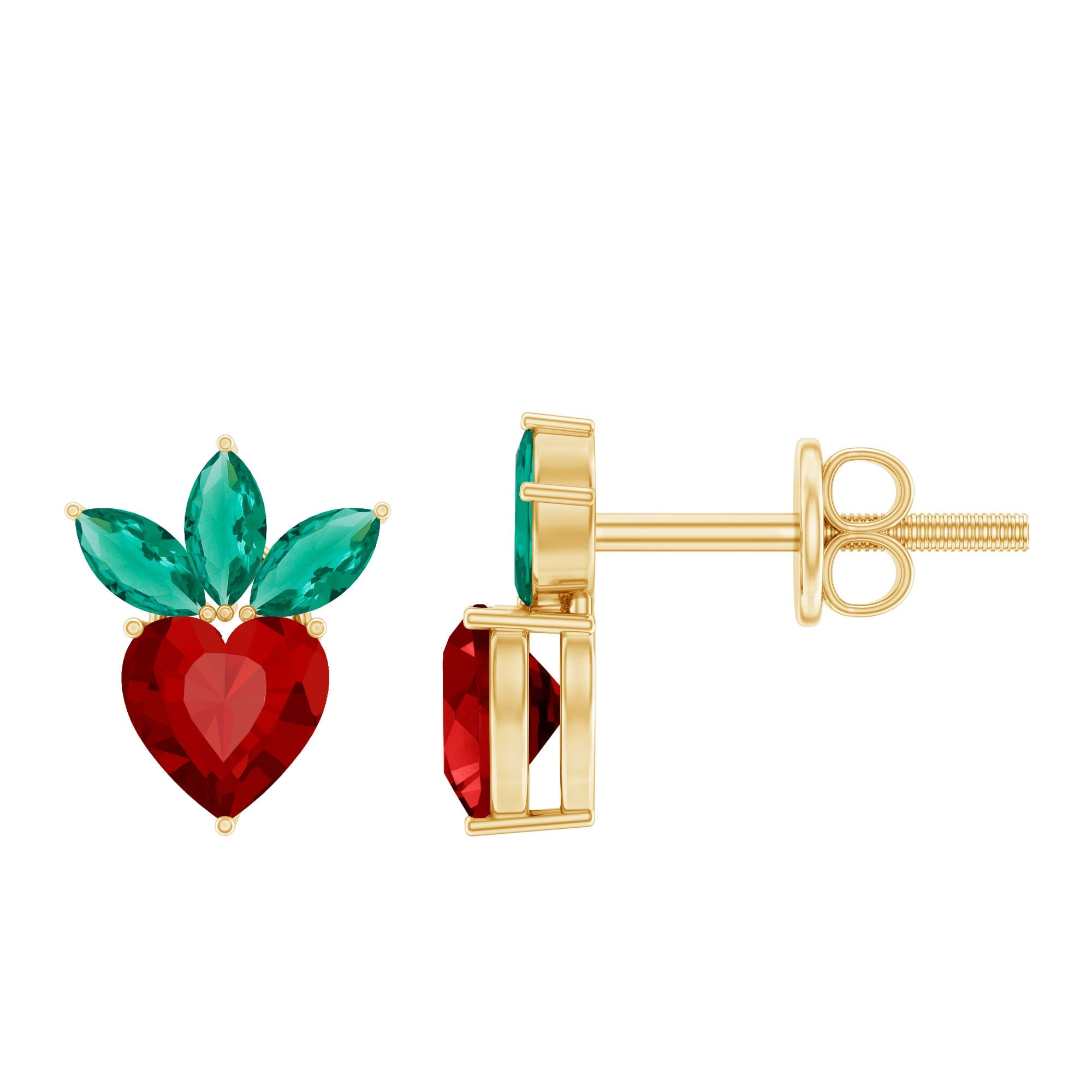 Strawberry Earrings With Lab Grown Ruby Emerald | Earrings | Wiccan Center