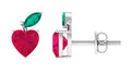 Heart Shape Ruby Strawberry Stud Earrings with Emerald | Earrings | Wiccan Center
