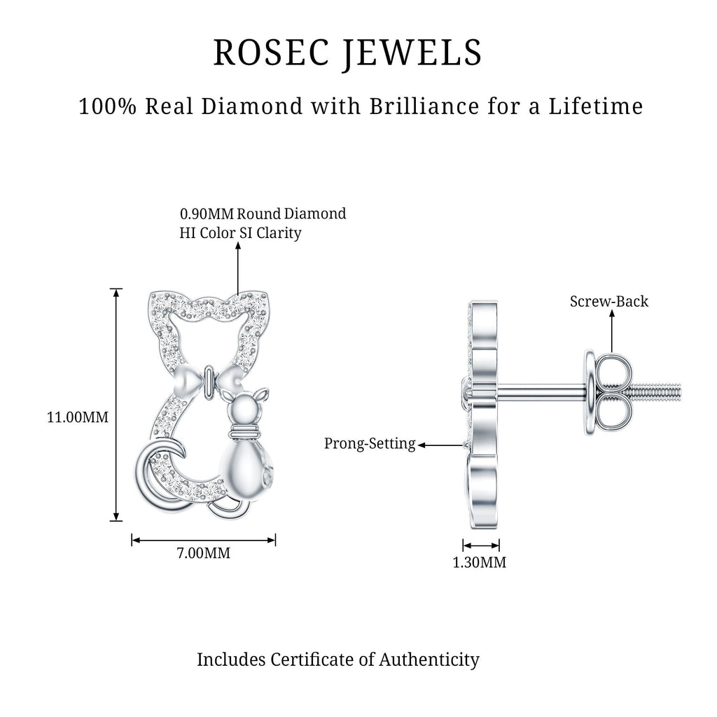 Certified Diamond Cat Stud Earrings