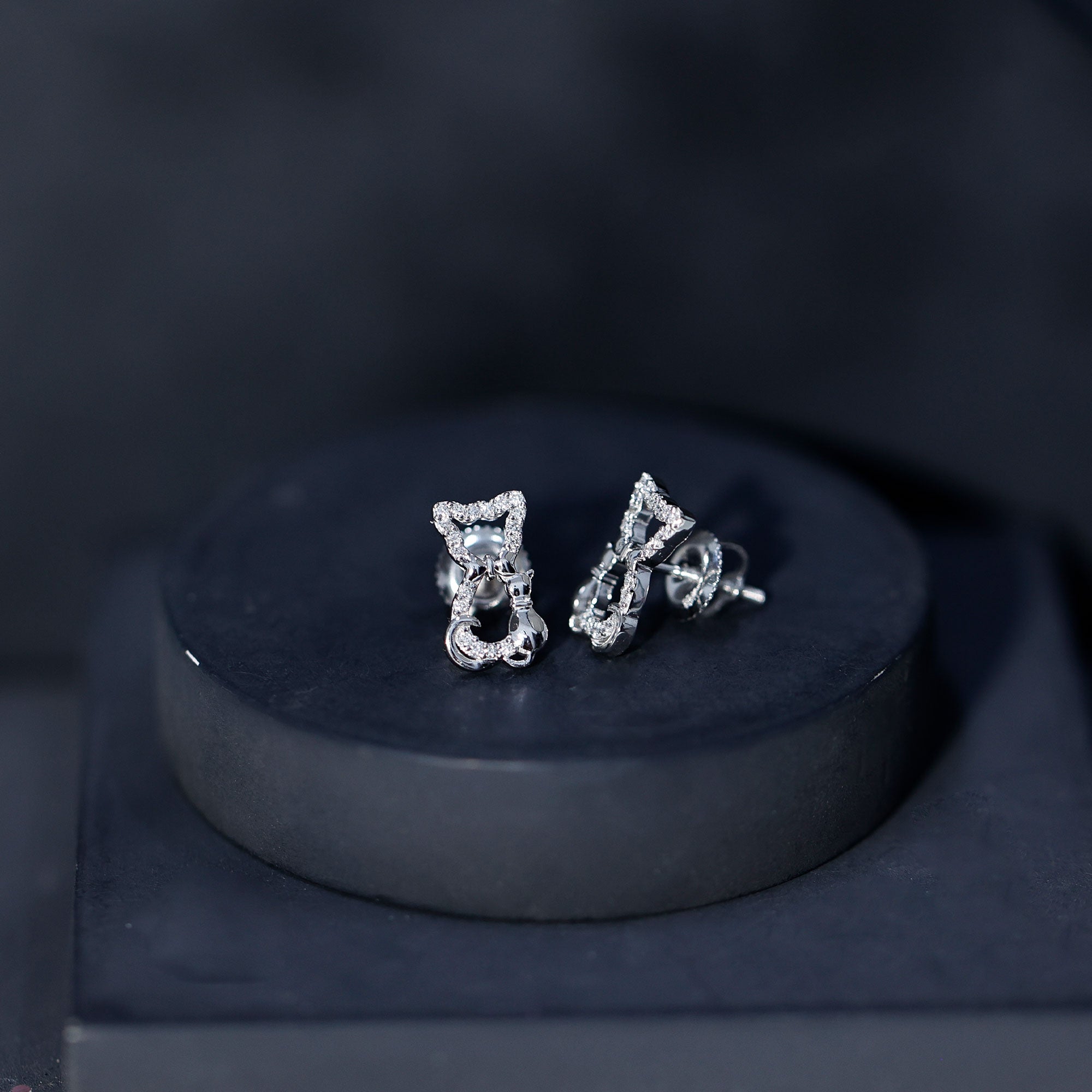 Certified Diamond Cat Stud Earrings